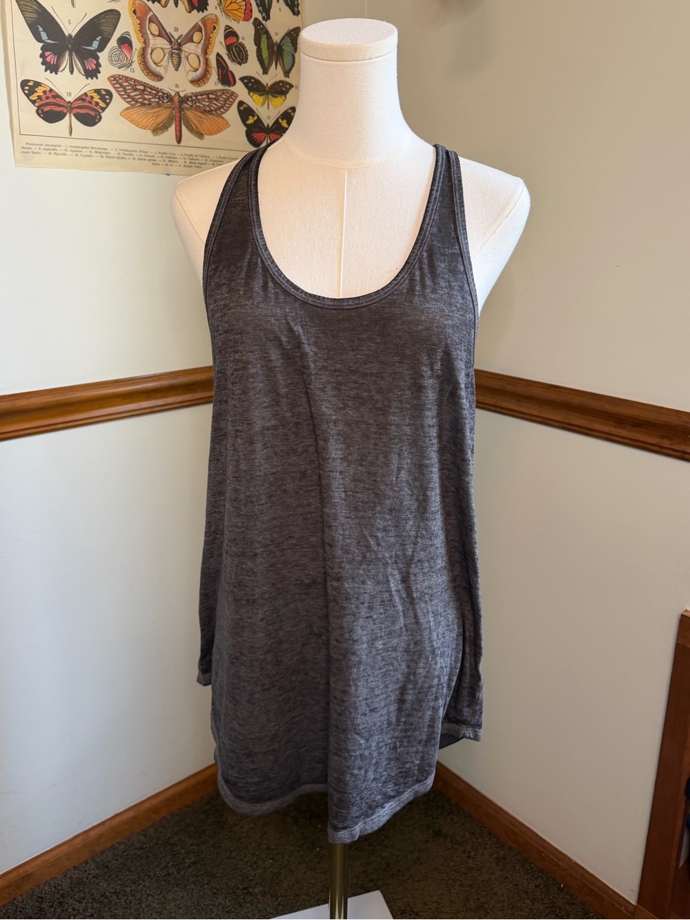 Charcoal Racerback Tank Top - Women's Casual Layering Top Size Large